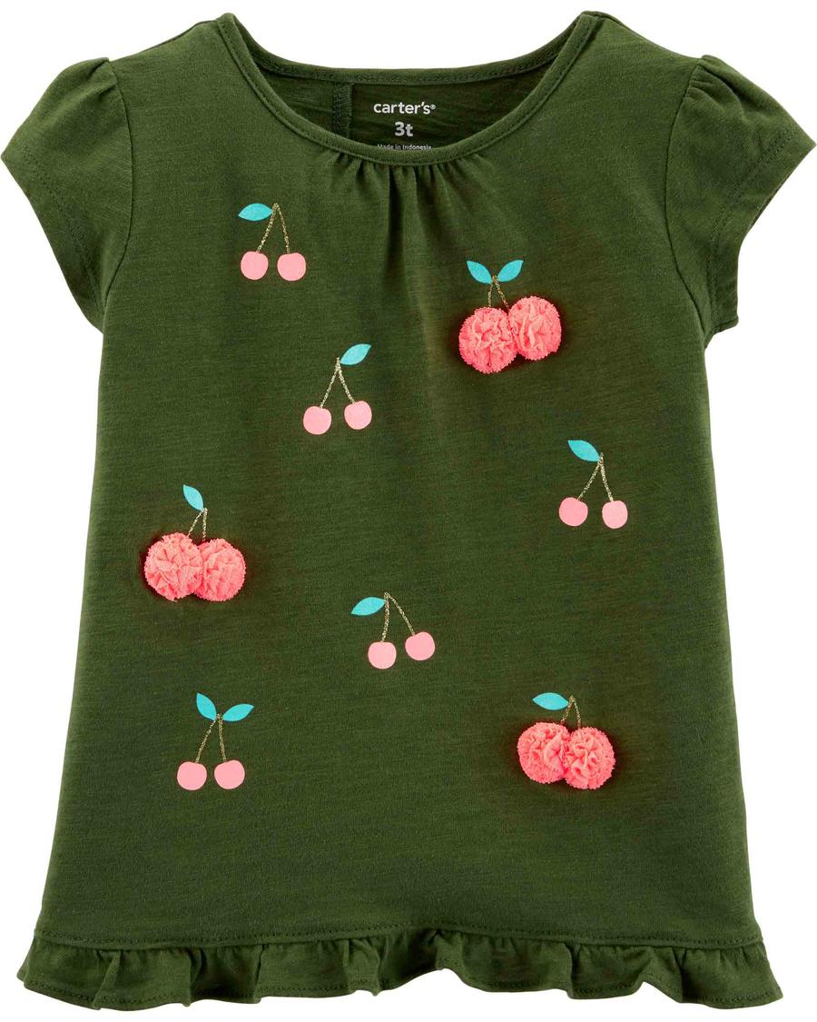 Kız Bebek Kiraz Baskılı Tişört Yeşil 192135653210 | Carter’s