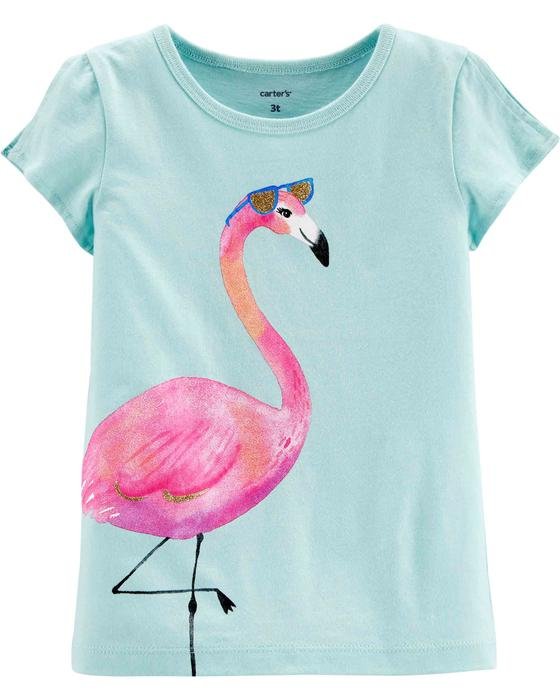 Kız Çocuk Flamingo Baskılı Kısa Kollu Tişört Mint 192136876236 | Carter’s