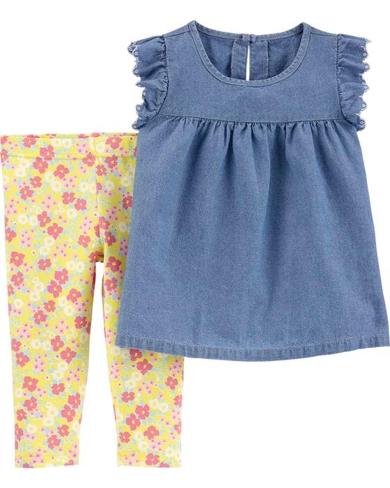 Kız Çocuk Kolsuz Bluz Tayt Set 2'li Paket 192136903222 | Carter’s