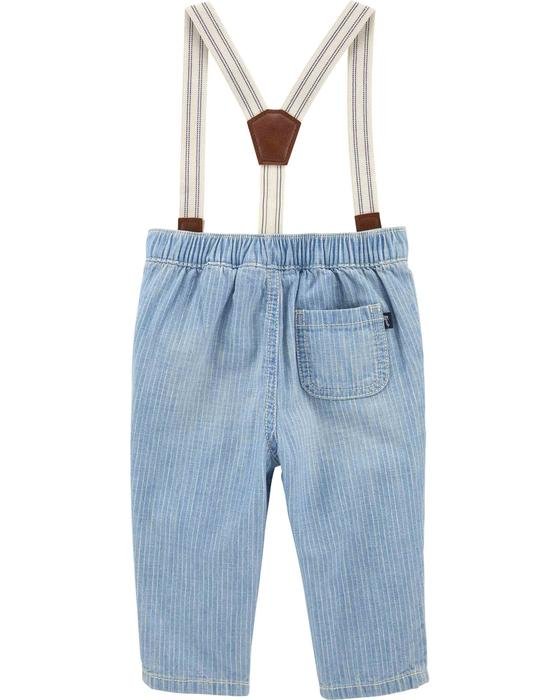 Erkek Bebek Denim Askılı Pantolon Mavi 194133020704 | Carter’s