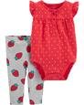 Kız Bebek Çilek Desenli Body Pantolon Set 2'li Paket Kırmızı 192136792079 | Carter’s