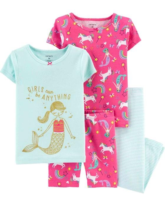Kız Bebek Deniz Kızı Temalı Pijama 4'lü Paket 192136838890 | Carter’s