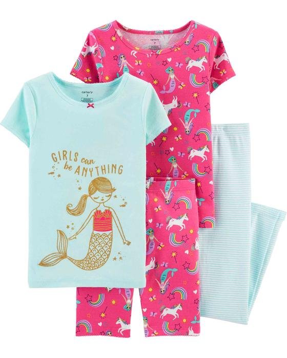 Kız Çocuk Deniz Kızı Desenli Pijama 4'lü Paket 192136841234 | Carter’s