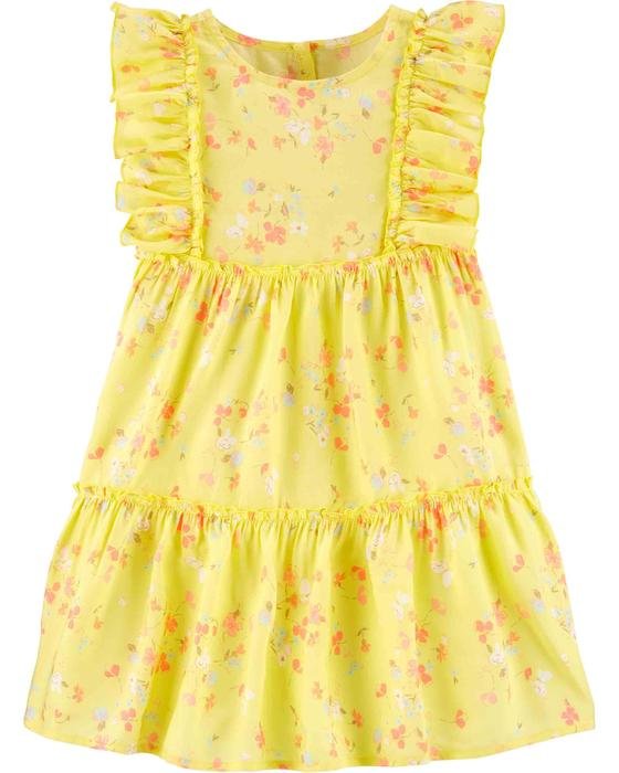 Kız Bebek Çiçekli Kolsuz Elbise Sarı 192136857273 | Carter’s