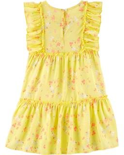  Kız Bebek Çiçekli Kolsuz Elbise Sarı