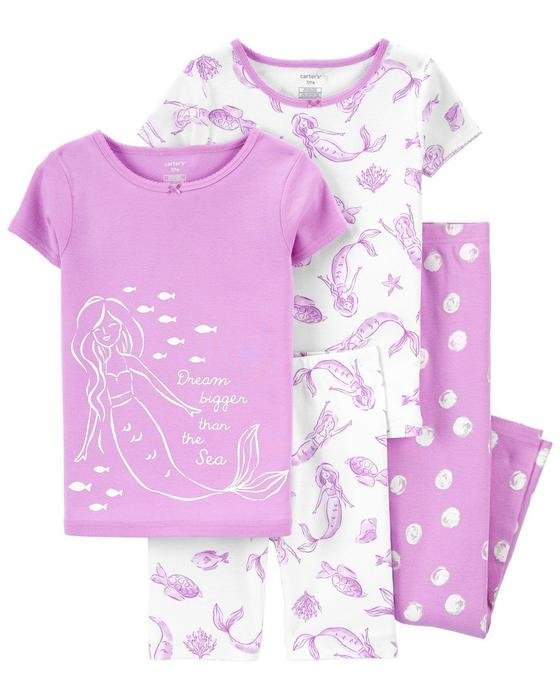 Kız Çocuk Deniz Kızı Desenli Pijama 4'lü Paket Pembe 194135084810 | Carter’s