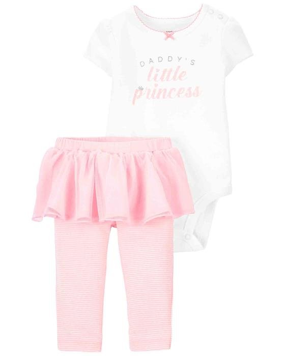 Kız Bebek Prenses Baskılı Body Pantolon Set 2'li Paket 194133863226 | Carter’s