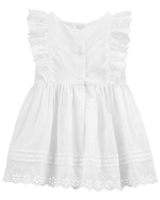 Kız Bebek Dantelli Kolsuz Elbise Beyaz 194133998492 | Carter’s