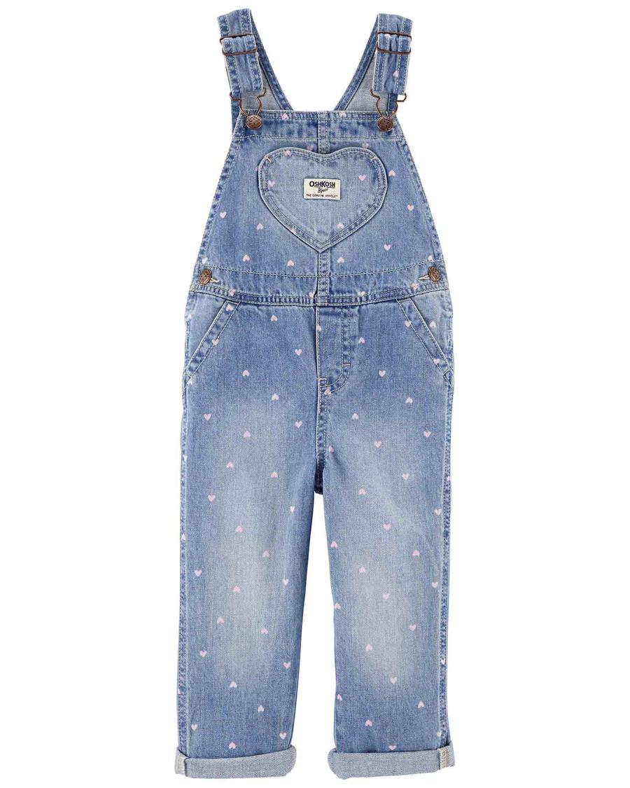 Kız Bebek Kalp Desenli Denim Salopet Mavi 194135074927 | Carter’s