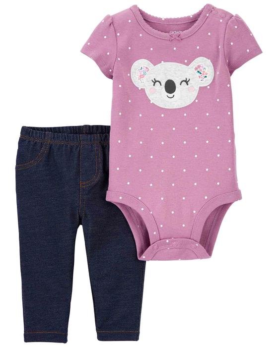 Kız Bebek Koala Baskılı Body Pantolon Set 2'li Paket 194133863110 | Carter’s