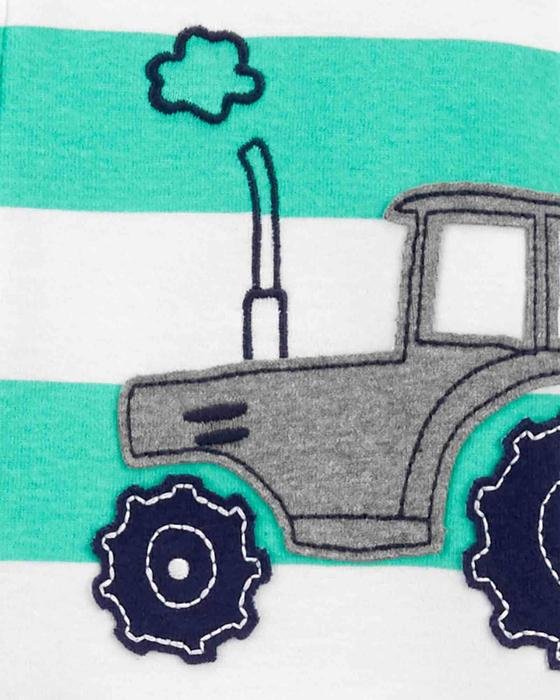 Erkek Bebek Traktör Nakışlı Uzun Kollu Uyu&Oyna Tulum Yeşil 194133970979 | Carter’s