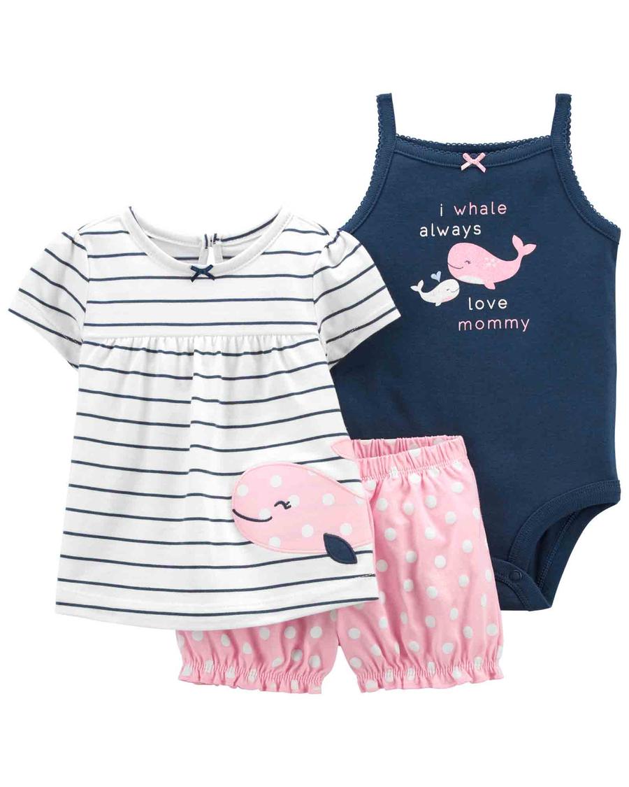  Kız Bebek Şort, Body ve Üst Set 3'lü Paket