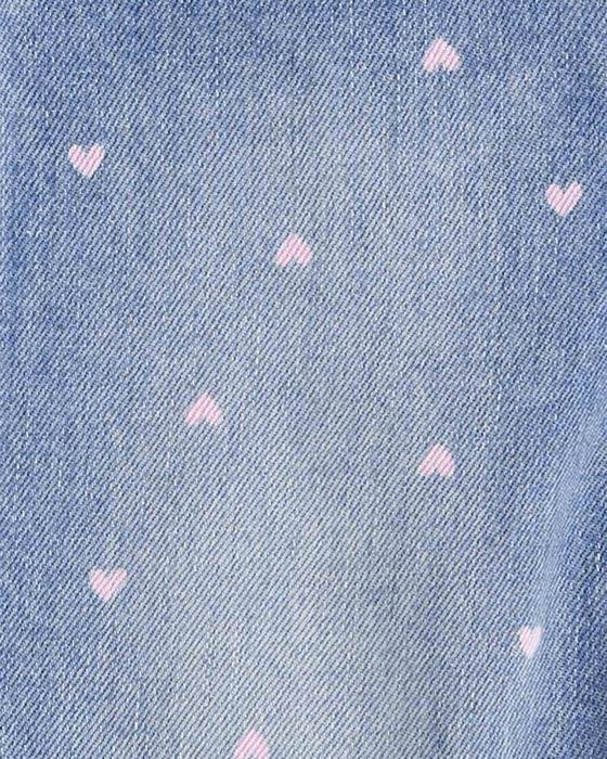 Kız Bebek Kalp Desenli Denim Salopet Mavi 194135074927 | Carter’s