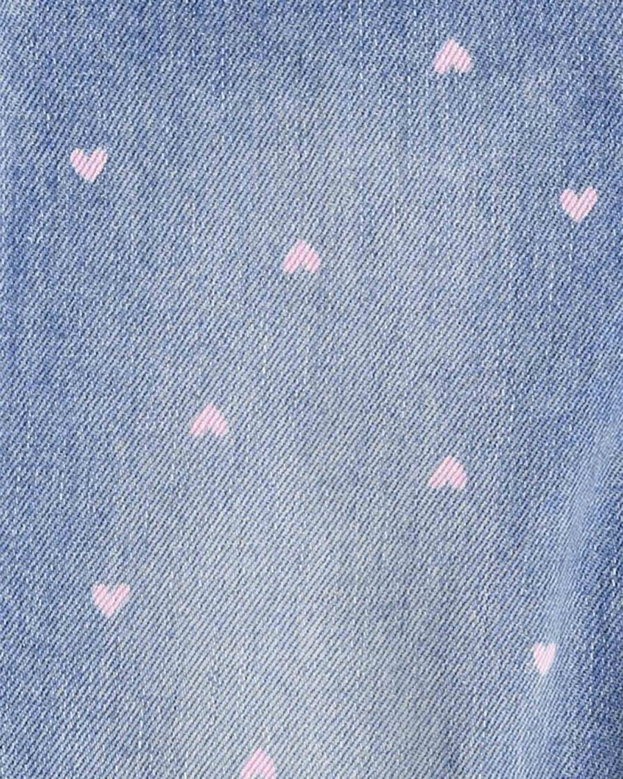 Kız Bebek Kalp Desenli Denim Salopet Mavi 194135074927 | Carter’s