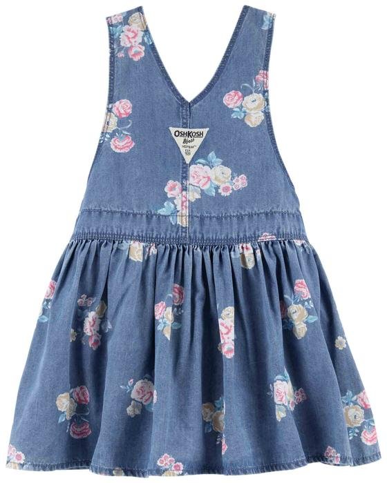 Kız Bebek Çiçek Desenli Denim Salopet Elbise Mavi 194135106888 | Carter’s