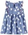 Kız Bebek Kalp Desenli Kolsuz Elbise Mavi 194135012493 | Carter’s