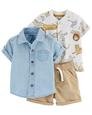 Erkek Bebek Kısa Kollu Şort, Tişört ve Gömlek Set 3'lü Paket 194135015241 | Carter’s