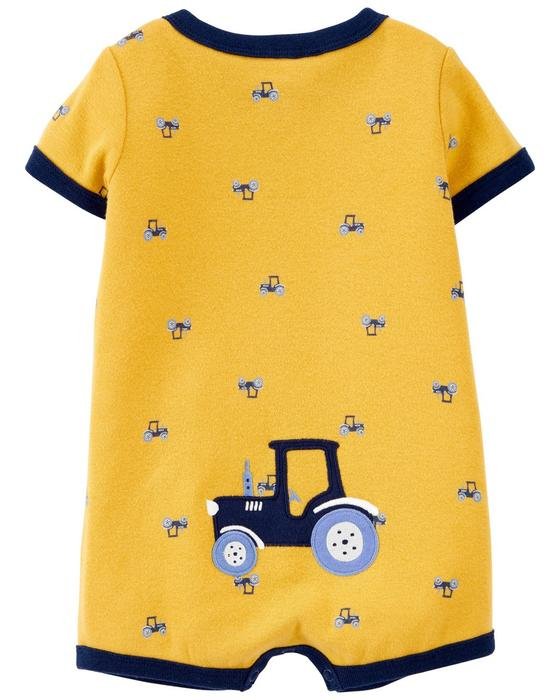 Erkek Bebek Traktör Baskılı Kısa Kollu Kısa Tulum Sarı 194135050105 | Carter’s