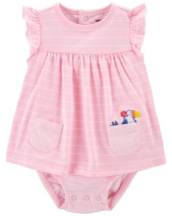 Kız Bebek Çizgili Kolsuz Elbise Açık Pembe 194135107984 | Carter’s
