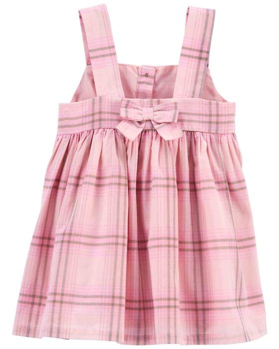 Kız Bebek Ekose Askılı Elbise Pembe 194135101548 | Carter’s