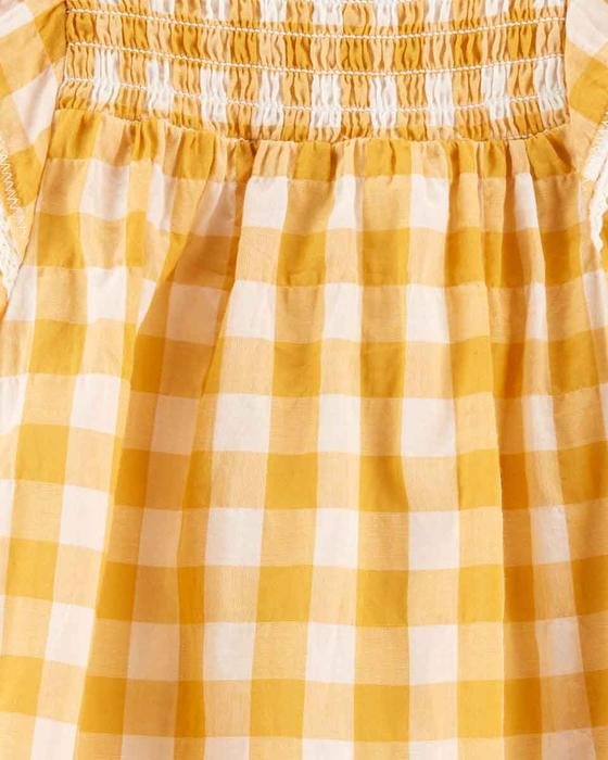Kız Bebek Ekose Kolsuz Elbise Sarı 194135043466 | Carter’s