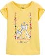 Kız Çocuk Kedi Baskılı Kısa Kollu Tişört Sarı 194135045248 | Carter’s