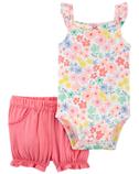 Kız Bebek Çiçekli Askılı Body Pantolon Set 2'li Paket Kırmızı 194135023253 | Carter’s