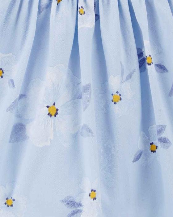 Kız Bebek Çiçekli Kolsuz Elbise Mavi 194135016286 | Carter’s