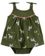 Kız Bebek Hayvan Desenli Askılı Elbise Haki 194135113480 | Carter’s