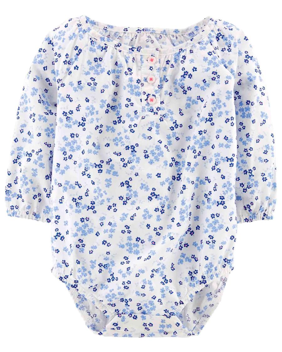 Kız Bebek Çiçek Desenli Body Beyaz 192135452110 | Carter’s