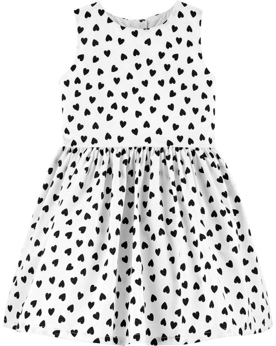 Kız Çocuk Kalp Desenli Parti Elbisesi Beyaz 192135040348 | Carter’s