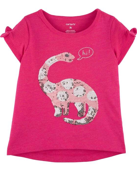Kız Çocuk Dinozor İşlemeli Tişört Pembe 192135633496 | Carter’s