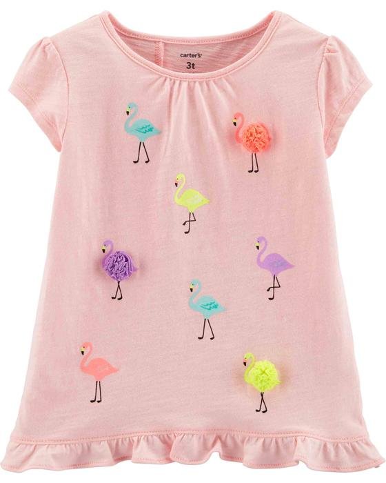 Kız Bebek Flamingo Baskılı Tişört Pembe 192135650240 | Carter’s