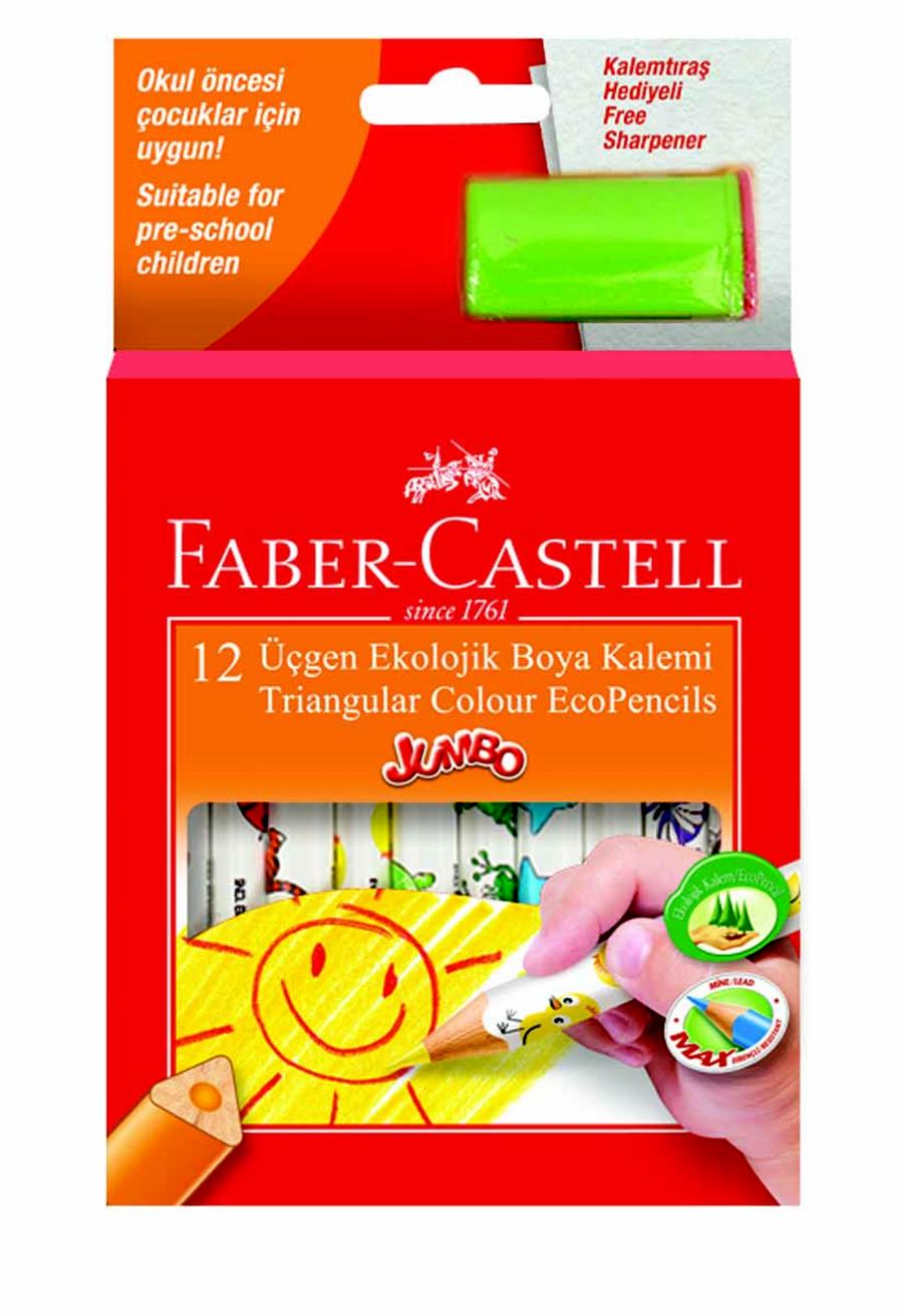  Jumbo Üçgen Ekolojik Kuru Boya Kalemi Yarım Boy 12'li 3 Yaş+