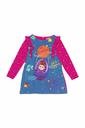  Kız Çocuk Uzay Desenli Uzun Kollu Günlük Elbise Lacivert
