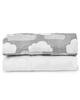  Travel Crib Lastikli Çarşaf Seti Bulut Desenli ve Beyaz 2'li Paket