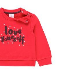  Kız Bebek Uzun Kollu Sweatshirt Yazı Baskılı Kırmızı