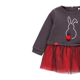  Kız Bebek Uzun Kollu Elbise Tavşan desenli