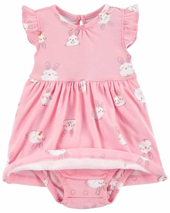 Kız Bebek Tavşan Desenli Elbiseli Set 2'li Paket Pembe 194135000285 | Carter’s