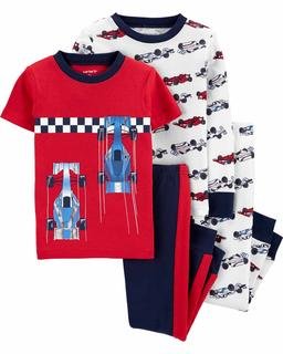  Erkek Bebek Araba Desenli Pijama Seti 4'lü Paket