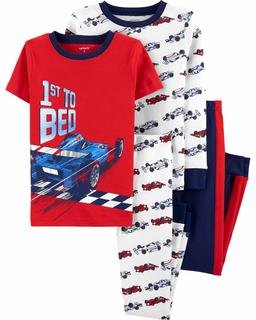  Erkek Çocuk Araba Desenli Pijama Seti 4'lü Paket