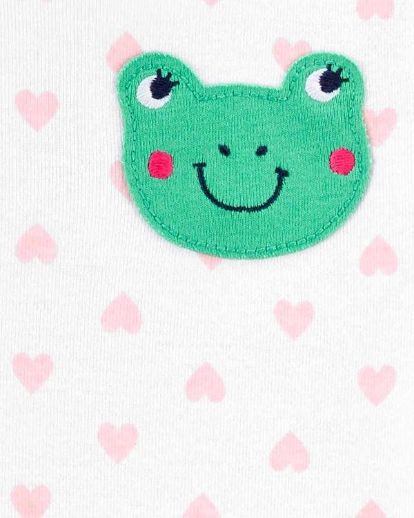  Kız Çocuk Kurbağa Desenli Pijama Seti 4'lü Paket Pembe