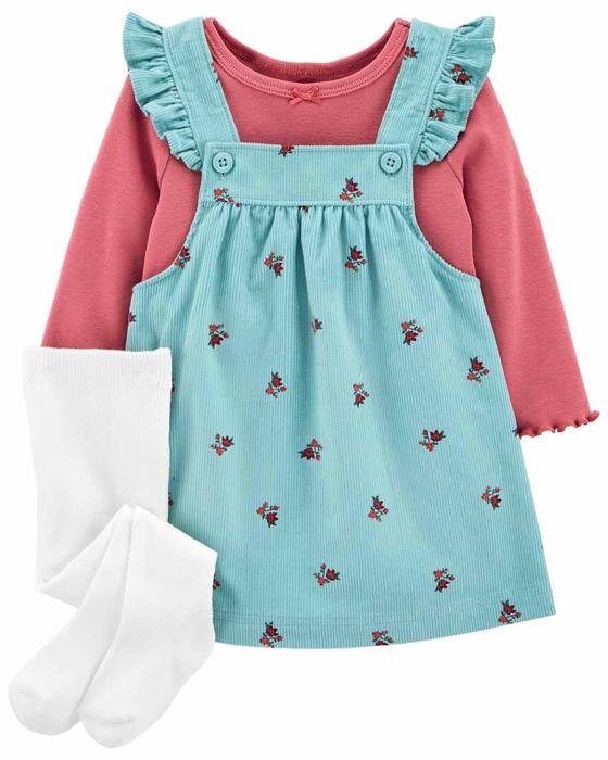 Kız Bebek Çiçek Desenli Uzun Kollu Elbiseli Set 194133426056 | Carter’s