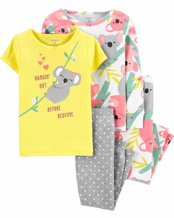 Küçük Kız Çocuk Koala Desenli Pijama 4'lü Paket 194133193354 | Carter’s