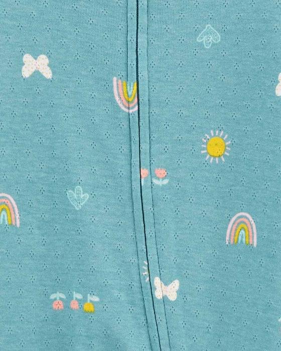 Kız Bebek Kelebek Desenli Uzun Kollu Patikli Tulum Mavi 194135260221 | Carter’s