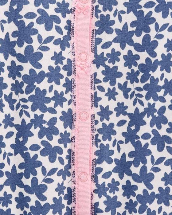 Kız Bebek Çiçek Desenli Uzun Kollu Patikli Tulum Mavi 194135261143 | Carter’s
