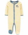 Erkek Bebek Çizgili Uzun Kollu Patikli Tulum Sarı 194135263390 | Carter’s
