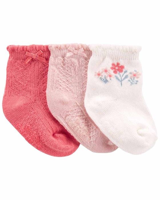 Kız Bebek Çorap 3'lü Paket Pembe 194135315037 | Carter’s