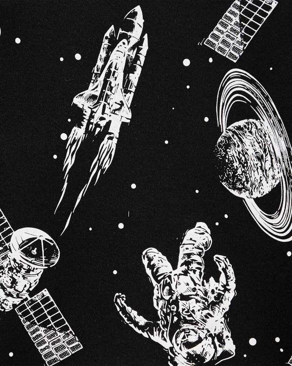  Erkek Çocuk Astronot Desenli Uzun Kollu Pijama 4'lü Paket