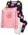 Kız Çocuk Elma Desenli Uzun Kollu Pijama 4'lü Paket 194135412668 | Carter’s